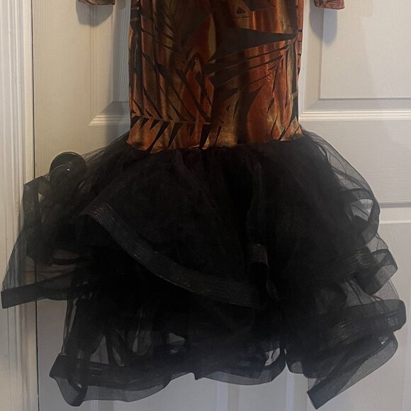 Mermaid-Style Sheer Fall Midi Dress with Black Mesh Sheer Ruffle Hem - Picture 11 of 16